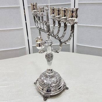 BRTAGG Hanukkah Menorah Portacandele placcato argento a 9 rami Argento… colore 